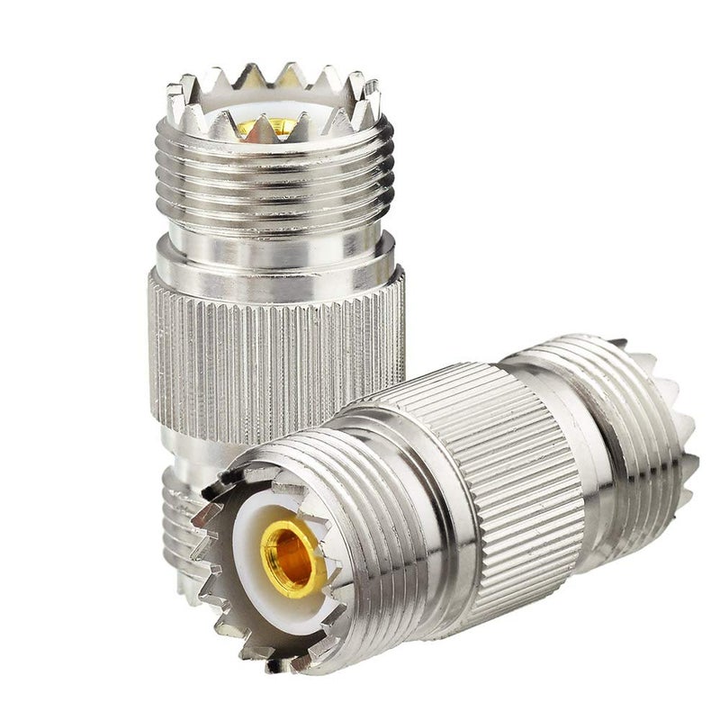 Eightwood SO239 to SO239 Coax Connector Adapter UHF Female to Female Coupler 2-Pack for CB Amateur Radio Antenna - Image 1